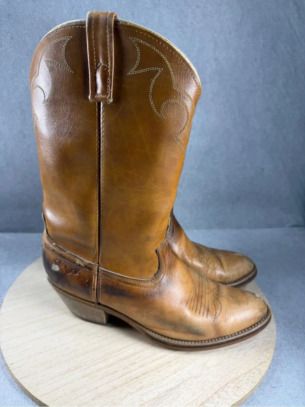 Vintage Dingo Brown Leather Cowboy Western Boots Style 49002 Men's Size 9.5D